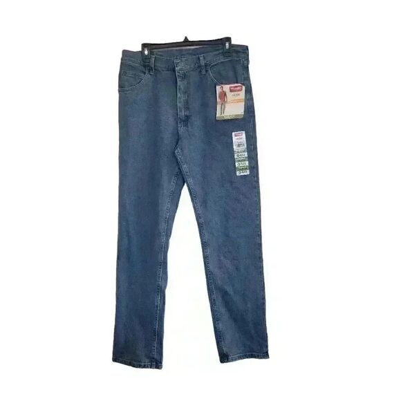 Wrangler Men's Medium Wash Blue Cotton/Spandex Regular Fit Comfort Flex Relaxed - Picture 2 of 13